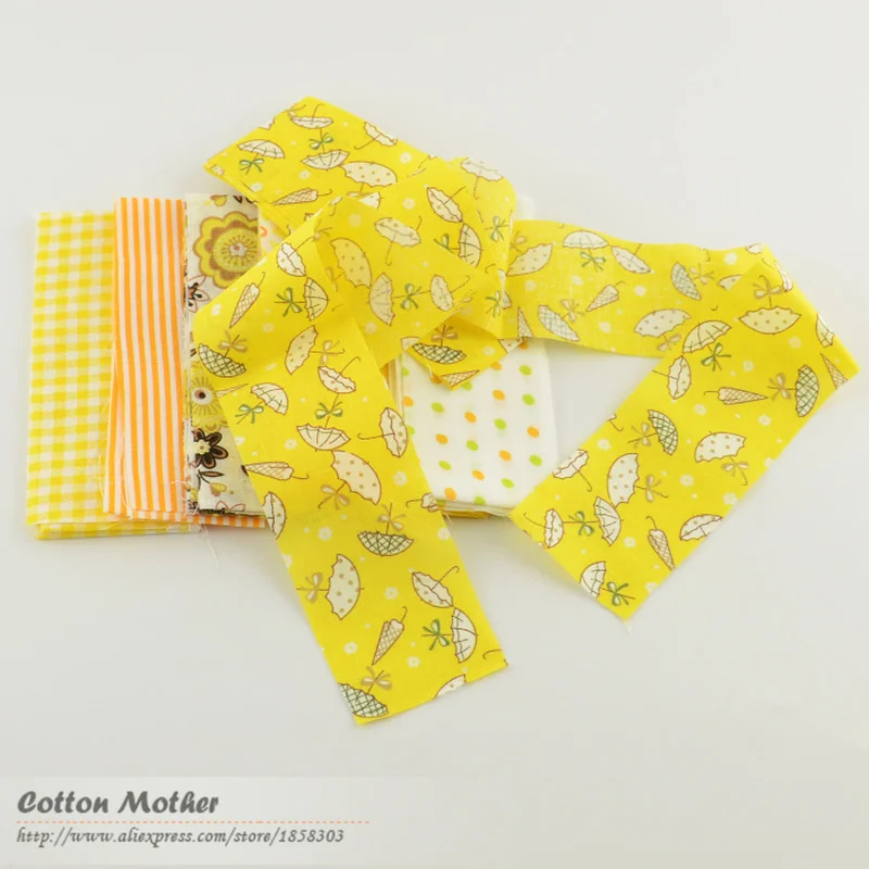 Желейная рулон 100% хлопчатобумажной ткани полоски Золотой Желтый тема 5 см x 100 7