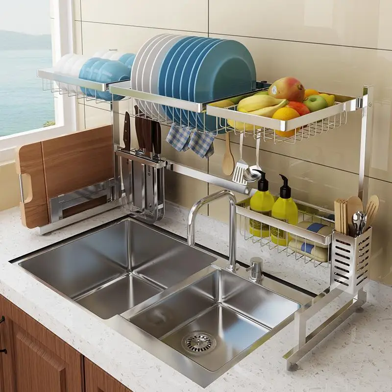 

Vaisselle Cosinha Cosina Almacenaje Cocina Sink Organizer Stainless Steel Cuisine Cozinha Mutfak Kitchen Storage Rack Holder