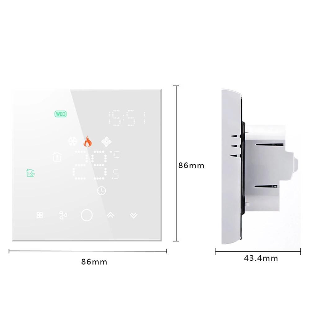 

Home Programmable Thermostat Touchscreen Thermostat 4 Pipe Air Conditioner Controller 4 Wire Line Voltage Thermostat 95~240V