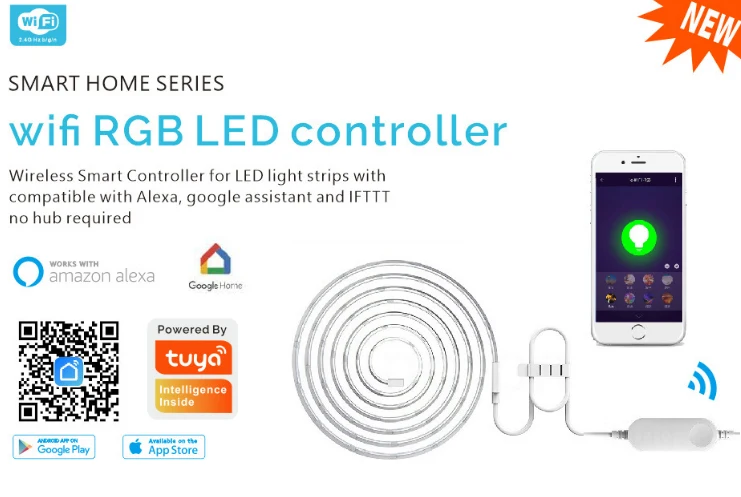 

Tuya Graffiti Smart LED Lighting Strip WIFI Light with Controller Light Strip Home Alexa Voice Control Controller Remote Control