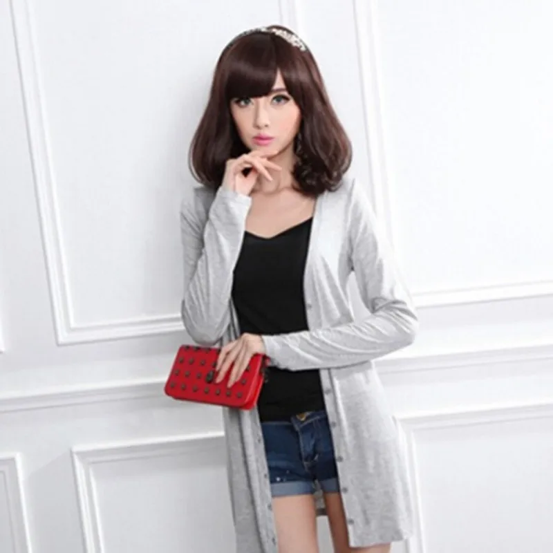 

Korean Women Cardigan Casual Long Modal Sweater Cardigan Soft Autumn Elegant Simple Solid Outerwear Long Sleeve Tops