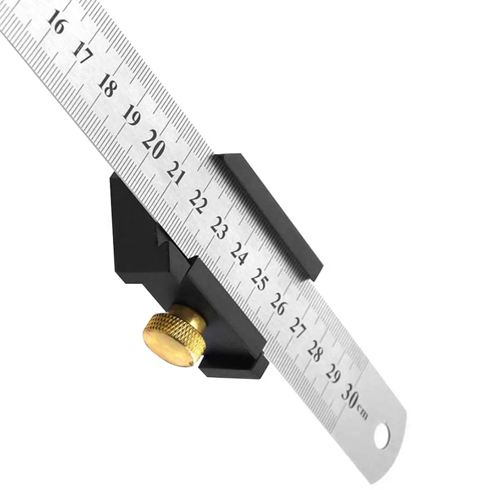 

Steel Ruler Positioning Block Stop Block Woodworking Line Locator DIY Measuring Tool Fixed Steel Ruler 300mm Carpentry Tools