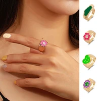new fashion smile ring enamel thick ring size summer fine lucky jewelry heart clouds rings for women party gift