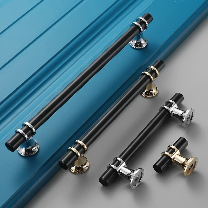 96-192mm Retro Zinc Alloy Black Gold Door Handles Pulls Furniture Handle Kitchen Cabinet Solid Drawer Knob Hardware | Обустройство