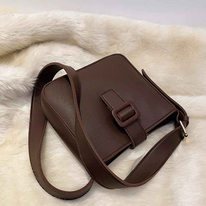 

Retro Square Armpit bag 2021 Winter New High-quality PU Leather Women's Designer Handbag Solid color Shoulder Messenger bag