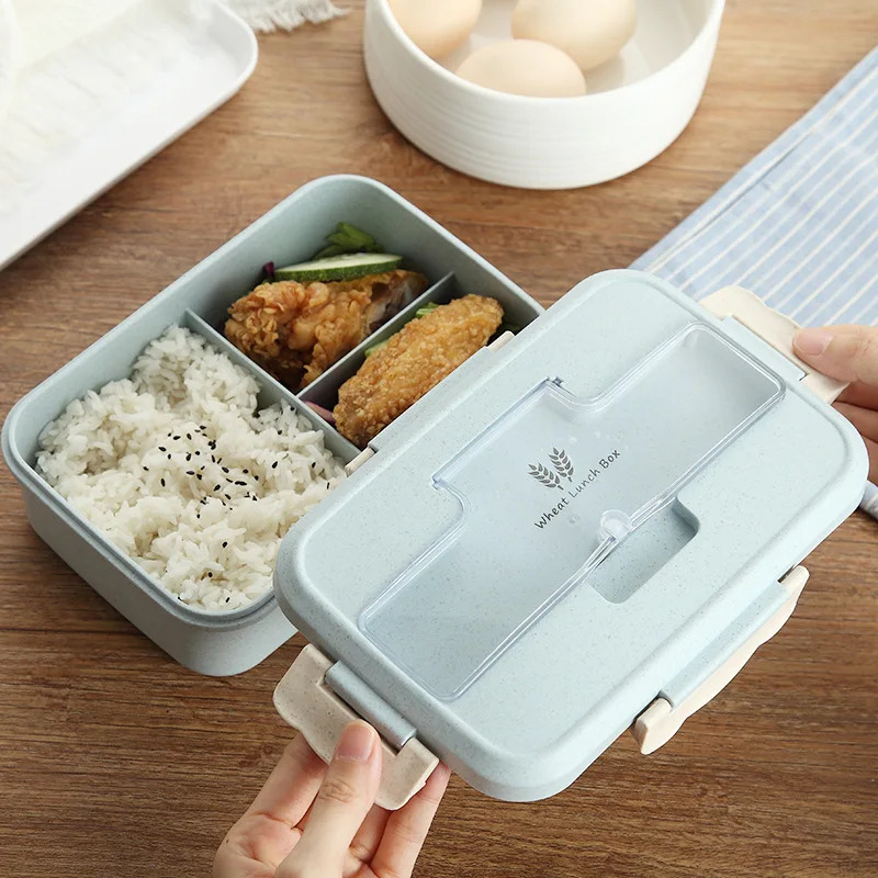 

Wheat Straw Lunch Box Can Be Microwave Sealed Lunch Box Student with Lid Compartment Fresh Food Box Lunch Box for Office