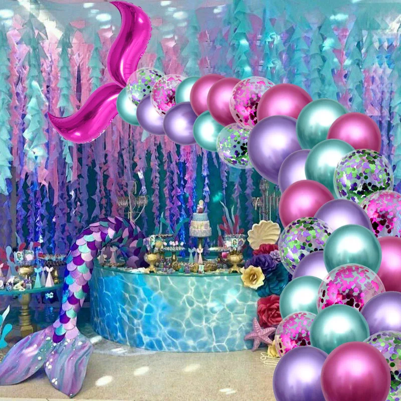 44 шт Русалка шар Набор Для арки одеяло хвост русалки воздушный с рисунком