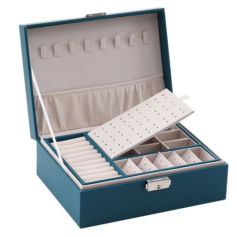 

Multi Functional PU Leather Jewelry Storage Box Portable Multi-Function Packaging Box Drawer Jewelry Box Gift earring organizer