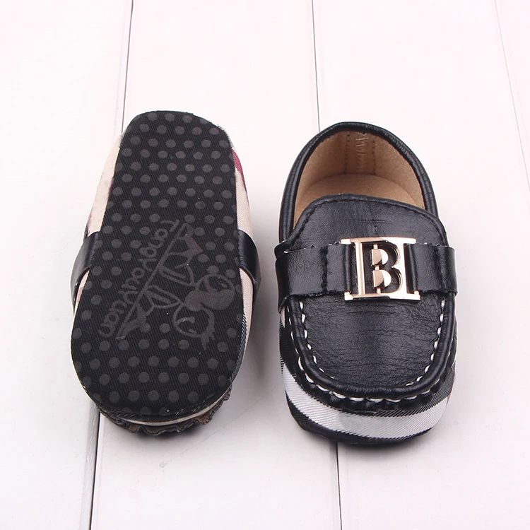 

New Hot Sale Fashion Brand Style Newborn Baby Shoes Boys Girls Unisex Plaid Stripe PU Soft Sole Infant Toddler Shoes 3-6 Months