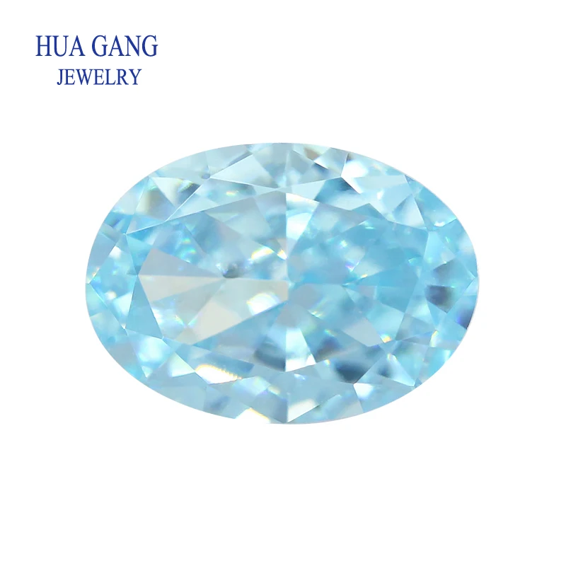 

9A Top Quality Oval Ice Cut Light Sea Blue CZ Stone Synthetic Gems Cubic Zirconia Beads For Jewelry 4x6-7x9mm Free Shipping