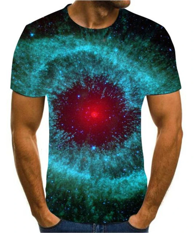 

New 3D printing color T-shirt creative design for men and women romantic fantasy universe starry sky landscape 3D printing men a