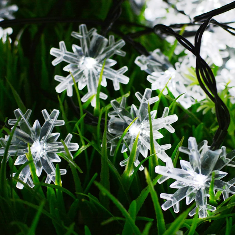 Солнечная энергия 4 цвета светодиодный гирлянда в виде снежинок огни Снежная Фея