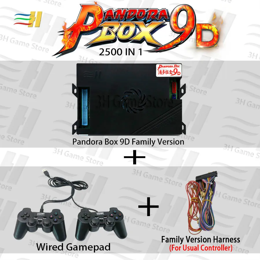 9D wired family wire Pandora Box 9d 2500 В 1 семейная Версия Поддержка 3P 4P игры HDMI VGA выход HD 720P для консольного шкафа 3D tekken Mortal Kombat - Цвет: 9D wired family wire