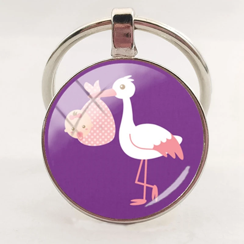 2020 Новый Модный ручной брелок stork и baby стеклянный купол на женская бижутерия