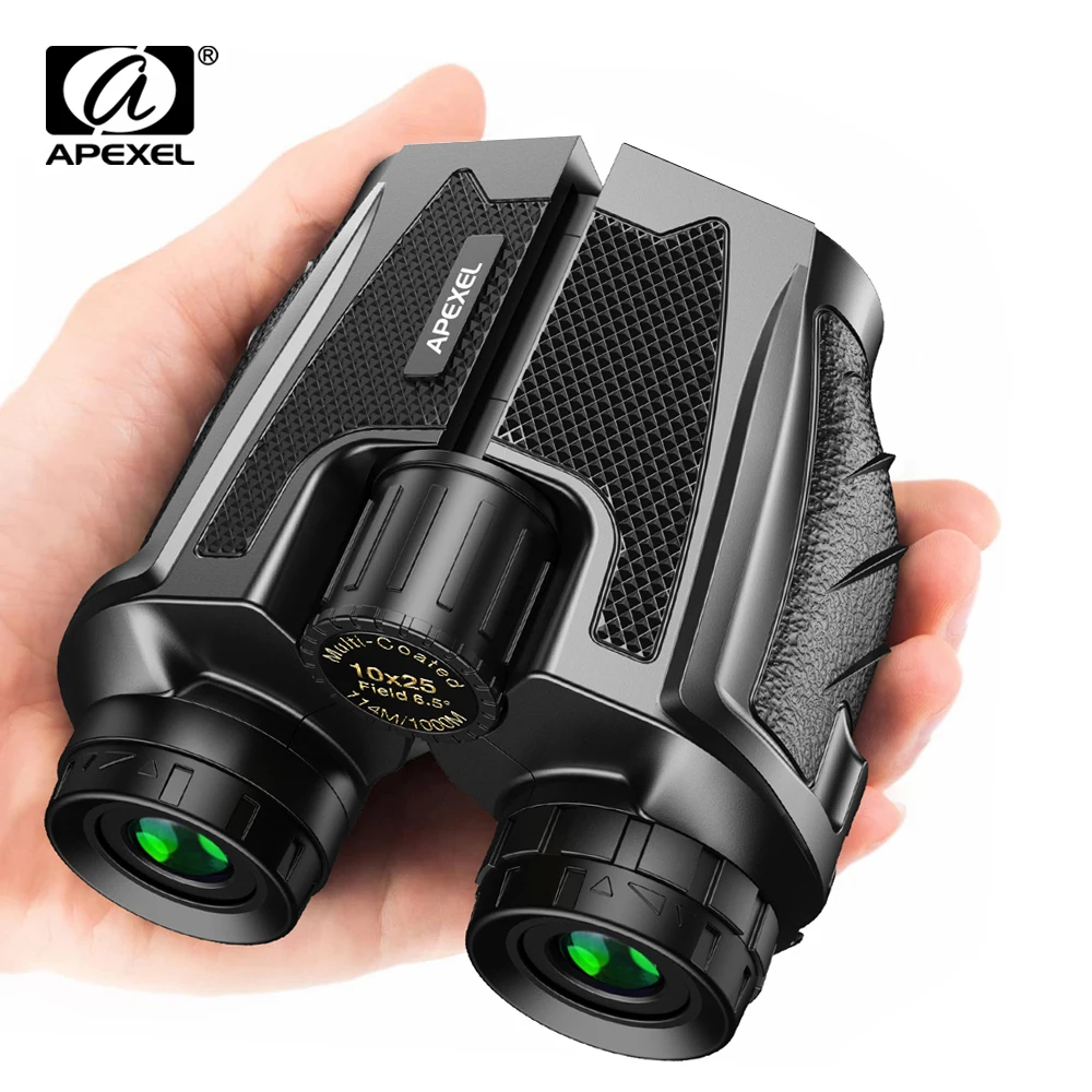 Бинокль APEXEL HD 10x25 BAK4 Prism мощный зум 114 м/1000 м для охоты наблюдения за птицами спорта