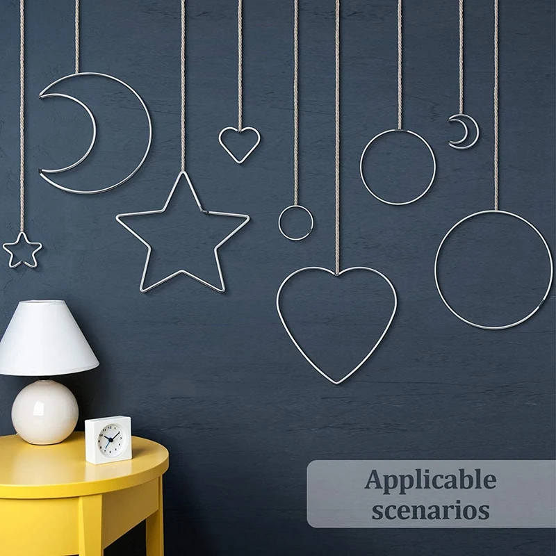 

13 Pieces Dream Catcher Metal Rings Macrame Rings Hoops Moon Star for DIY Wreath Hanging Ornaments Handmade Crafting