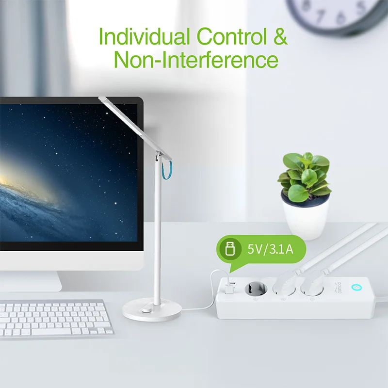 Gosund 16A Смарт Мощность полосы 1 5 м кабель-удлинитель 3 Порты USB + розетки ЕС