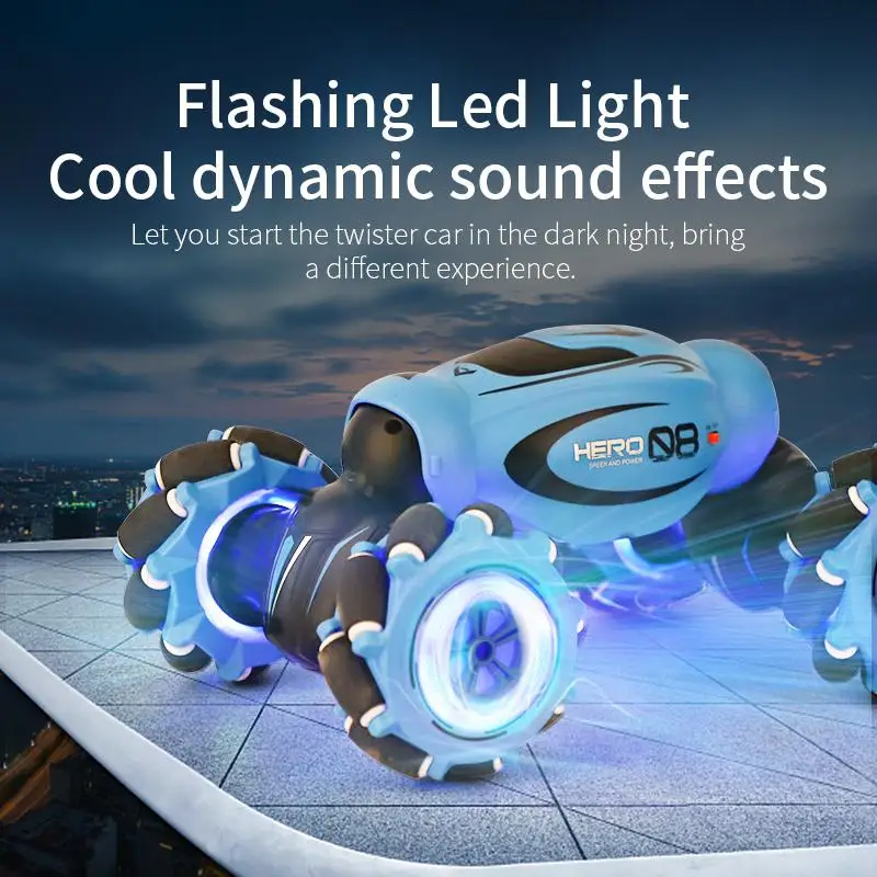 

GloryStar D876 4WD Radio Gesture Induction Music Light Remote Control Twist High Speed RC Car Stunt off Road Drift Vehicle Model