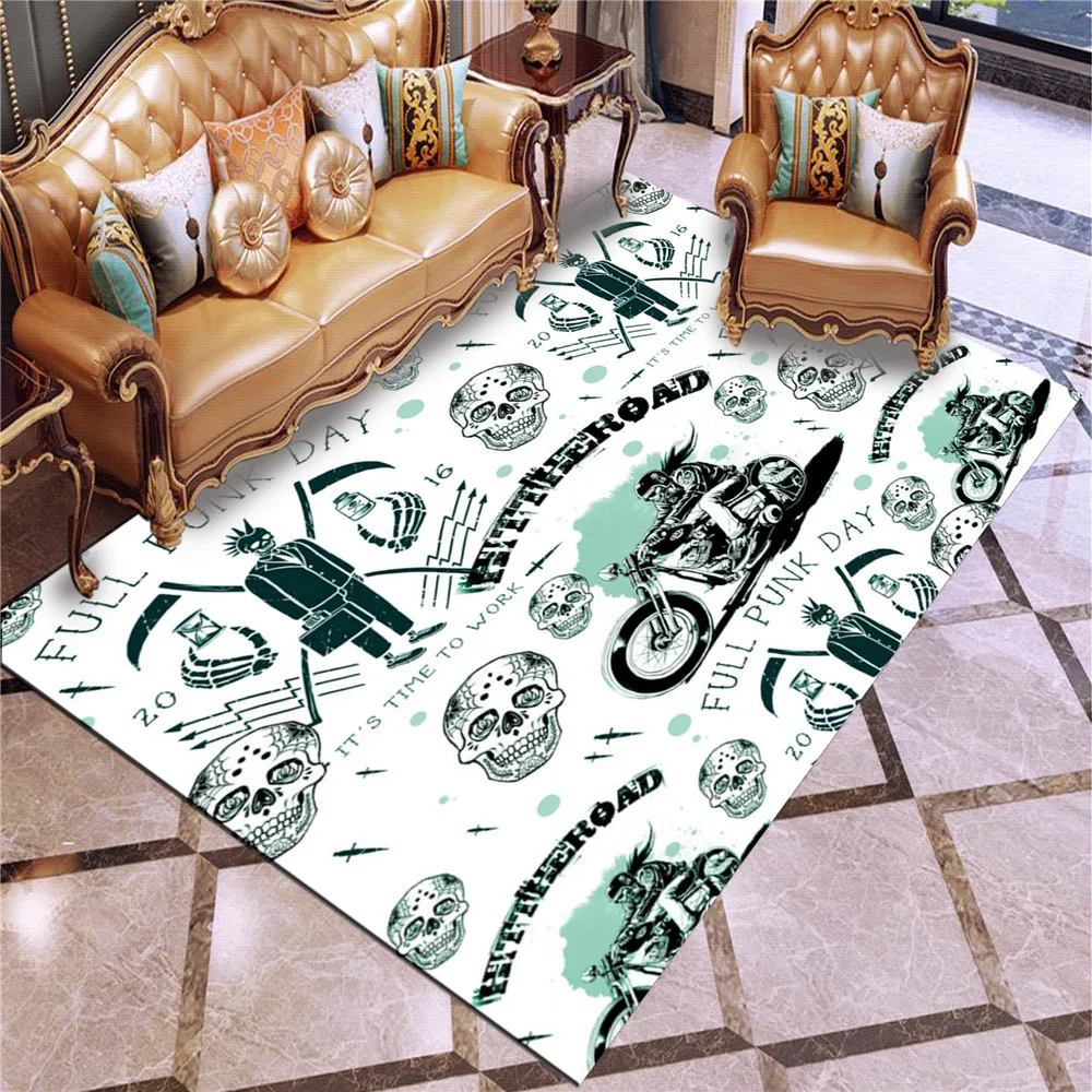 

Art Skull Cartoon Printed Area Rug Home Decoration Large Floor Mat for Adults Bedroom Living Room Hallway Kitchen Doorway