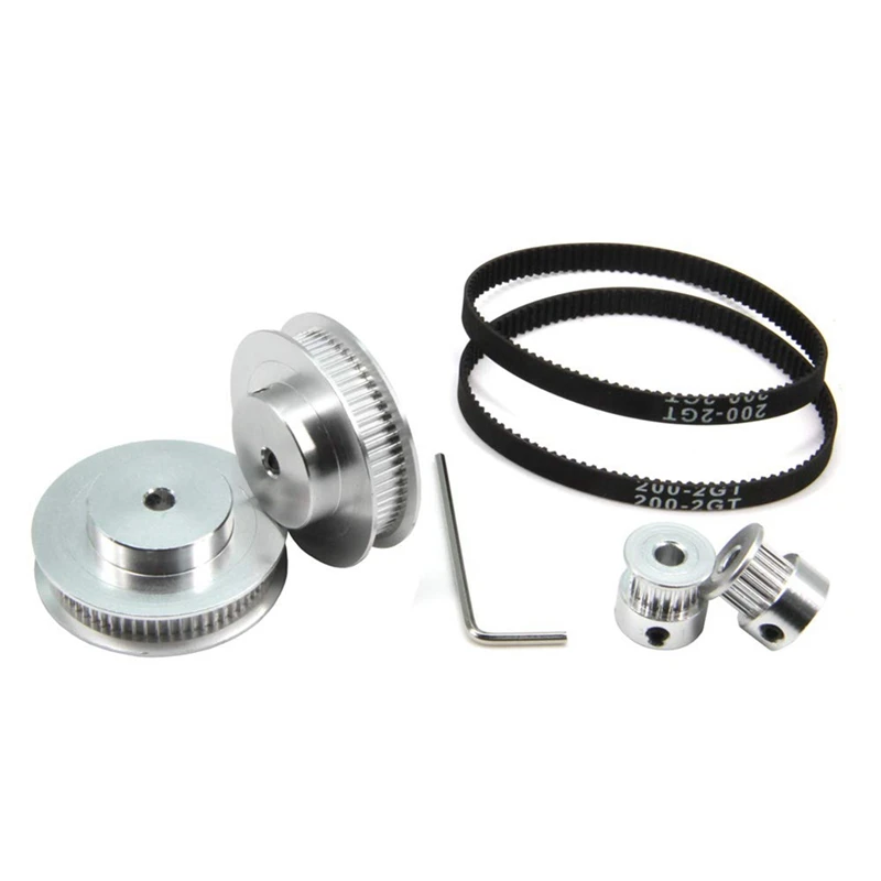 

2-Piece GT2 Synchronous Wheel 20&60 Teeth 5mm Hole Aluminum Timing Pulley 2Pcs Length 200mm Width 6mm Belt (20-60T-5B-6)