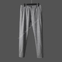 Tailored Light Gray/Brown Men's Pants Business Man's Herringbone Trousers Custom Made Wedding Clothing ONLY ONE Pants (2)