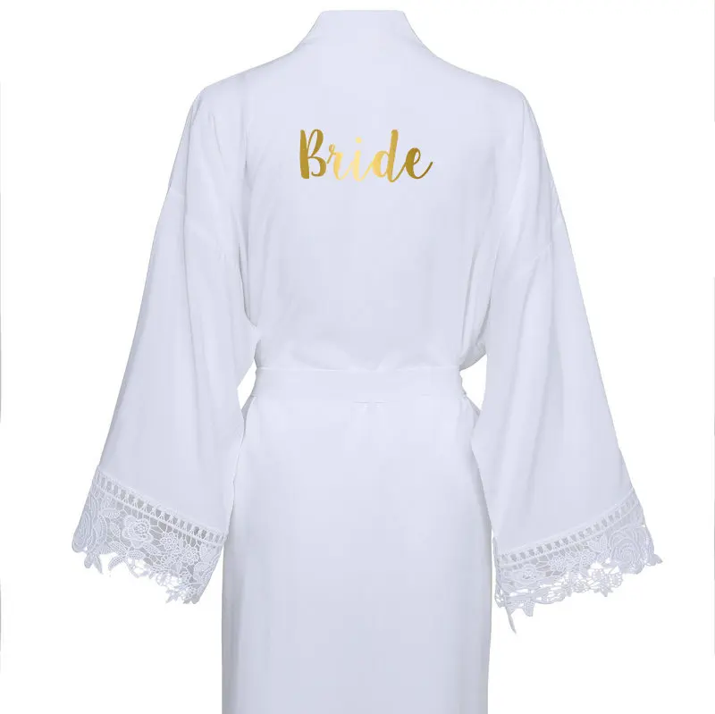YUXINBRIDAL, новинка, темно-синее однотонное хлопковое кимоно, халаты с кружевной отделкой, женский свадебный халат для невесты, халат, одежда для сна, белое платье для подружки невесты