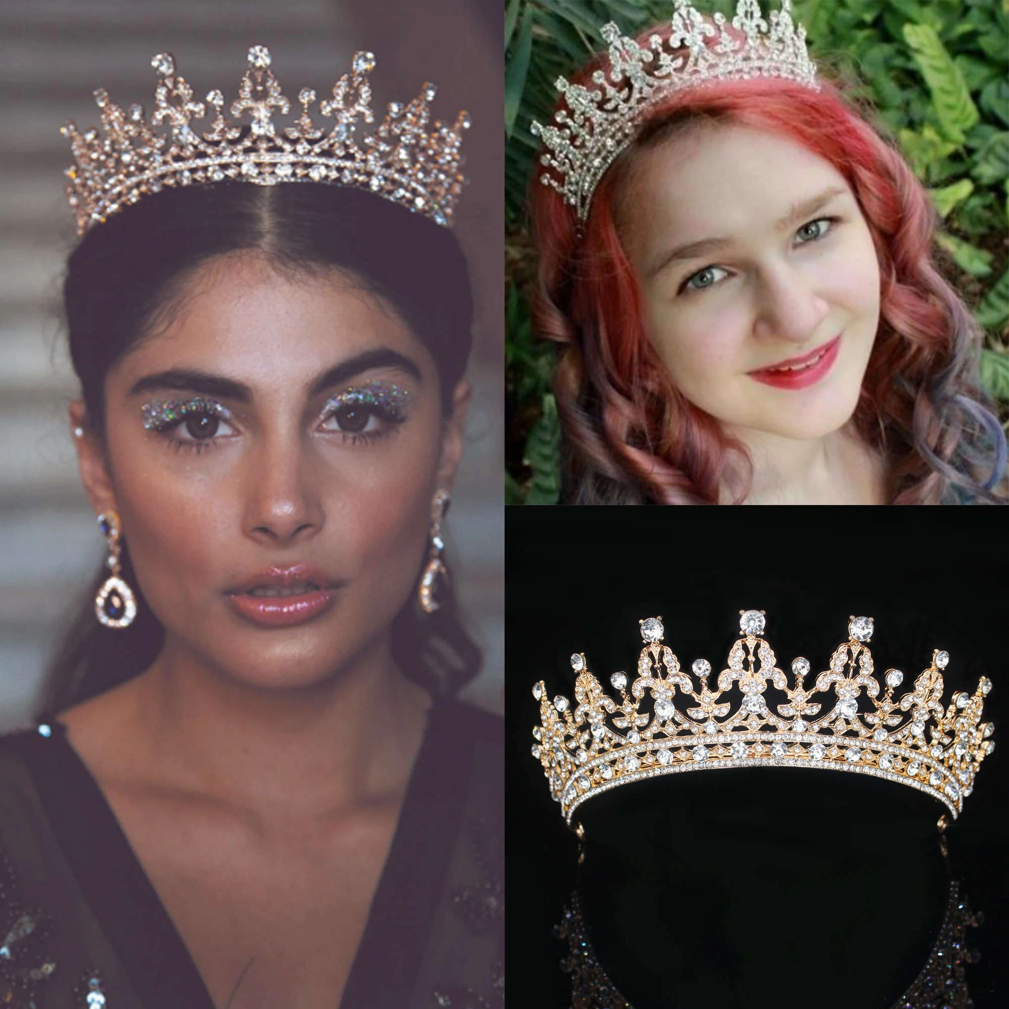 Свадебная Корона свадебный головной убор Золотой Серебряный цвет стразы