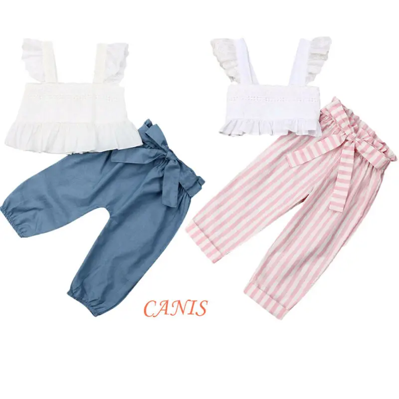 Детский комплект одежды для маленьких девочек кружевной топ с оборками из Cropt