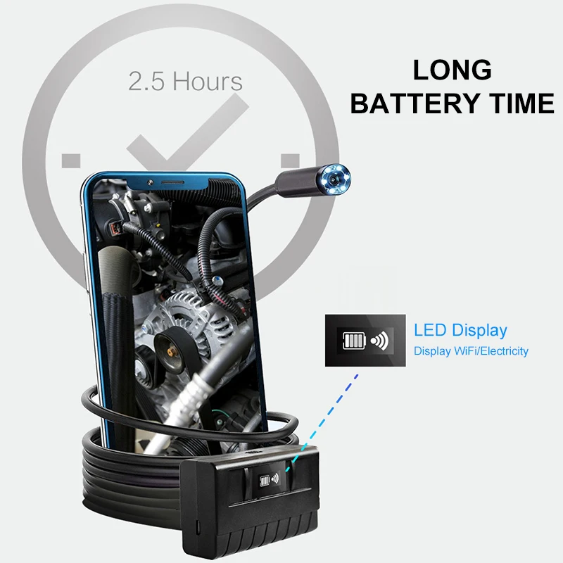 

5.5MM 1080P HD WiFi Endoscope Camera Telescoping IP68 Waterproof Borescope Inspection Camera for Android/iOS Phone Tablet PC