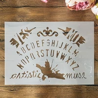 a4 29cm alphabet vintage words diy layering stencils wall painting scrapbook embossing hollow embellishment printing lace ruler
