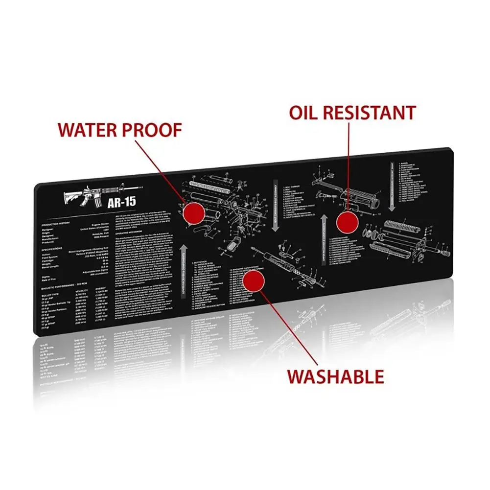

12x36inch Gun Cleaning Bench Mat with Parts Diagram for AR15 AK47 Remington 870