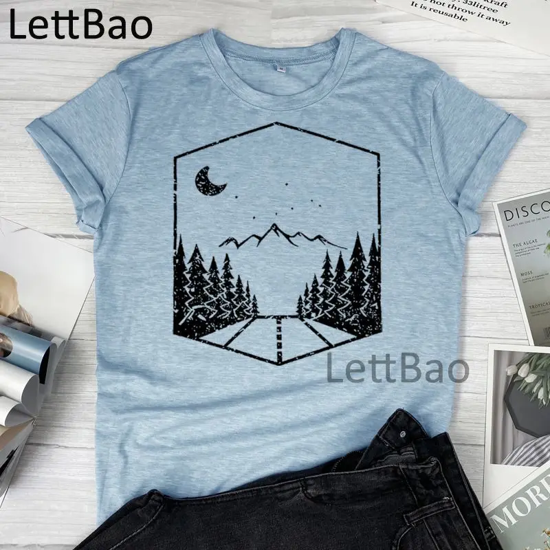 

Camping Women T-shirts Streetwear Harajuku T Shirts Funny Hip-Hop T-Shirt Aesthetic Casual Short Sleeve O Neck Cotton T-shirts