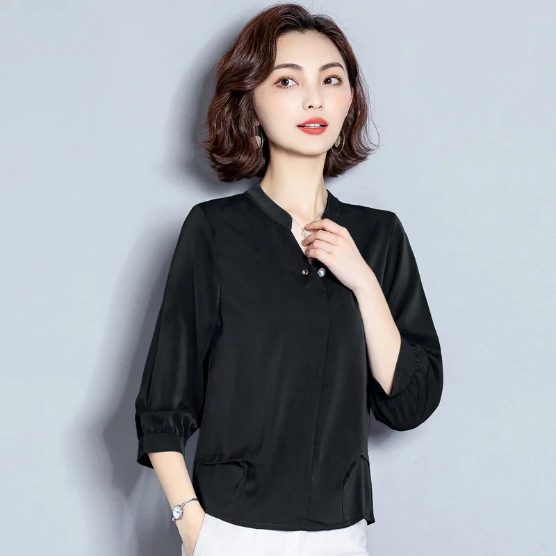 Женская шифоновая блузка COIGARSAM свободная с коротким рукавом темно-зеленый синий