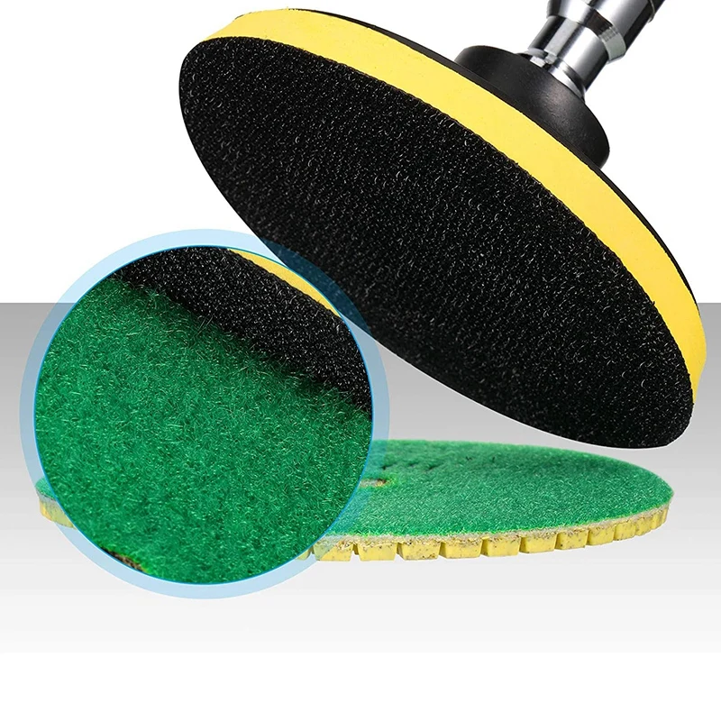 

18 Pcs 4 Inch Diamond Polishing Pads Set 16 Pcs 30-8000 Grit Pads with 2 Pieces Hook and Loop Backing Holder Pads