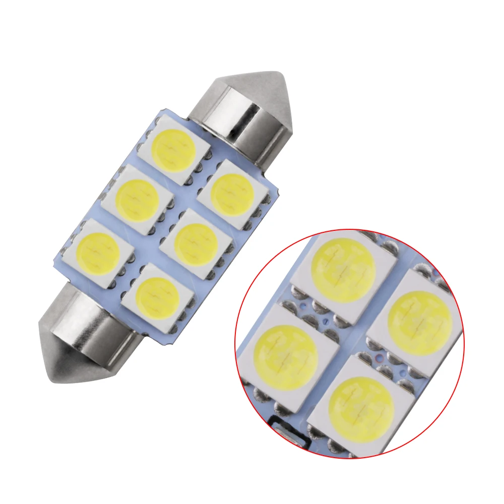 5050 6SMD Автомобильный светодиодный лампа для чтения 31 36-39-41 мм Внутренний
