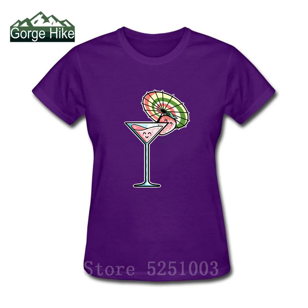 Клубничная футболка для коктейльной вечеринки женская фиолетовая Простые