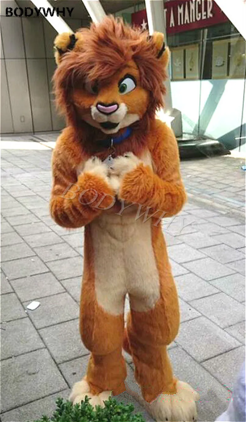 

Halloween Carnival Outdoor Party Brown Lion Furry Mascot Costume King of Forest Cos Party Fancy Dress Adults Size Outfit Fursuit