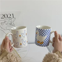 300ml korea style ceramic mugs creative office water cups cute duck coffee mug drinking water big handgrip girl gift