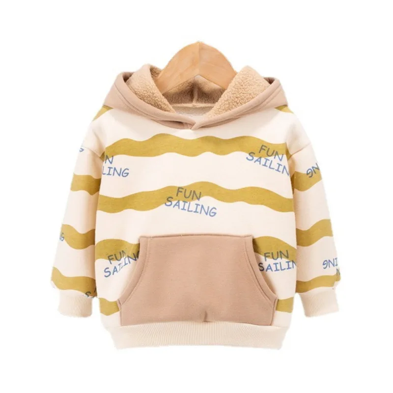 

New Autumn Children Fashion Clothes Winter Baby Boys Thick Warm Hooded T Shirt Kids Infant Clothing Toddler Girls Letter Hoodies