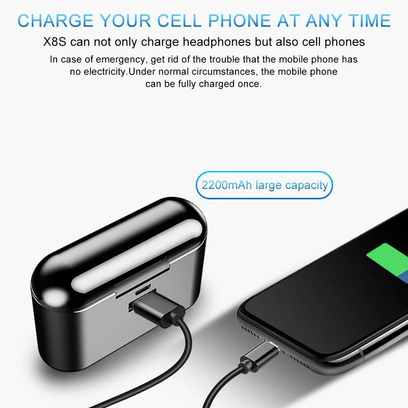 Bluetooth Wireless Earphone Tws Mini 5.0 Headphone With Charging Box 2200Mah Sports Stereo Headset For Ios Android | Электроника