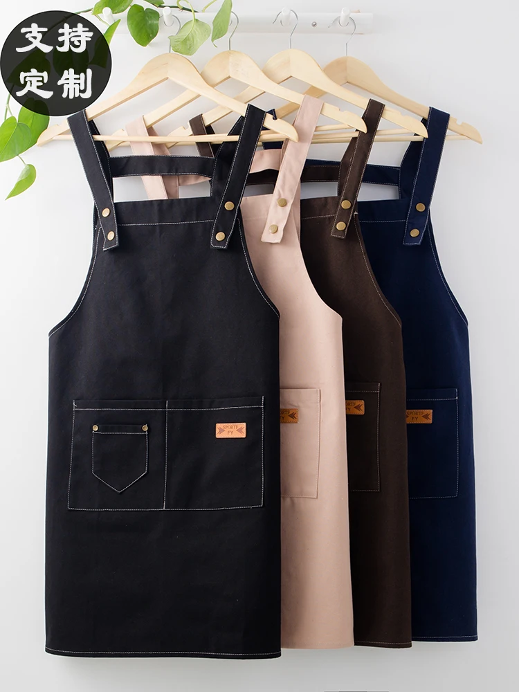 

Художественный чайный магазин, Холщовый фартук с индивидуальным логотипом, милый японский Модный женский Домашний Мужской кухонный комбин...