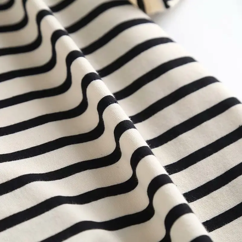 

Unizera new 2021 women's art round neck Short Sleeve Striped Cotton women's casual T-shirt