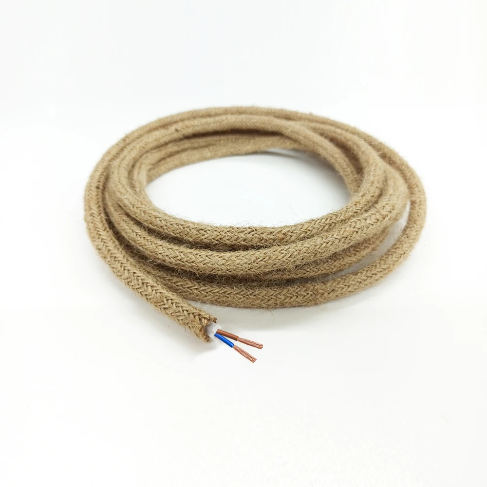 Винтажный Электрический провод 2 ядра 3 плетеный из пеньковой веревки гибкий