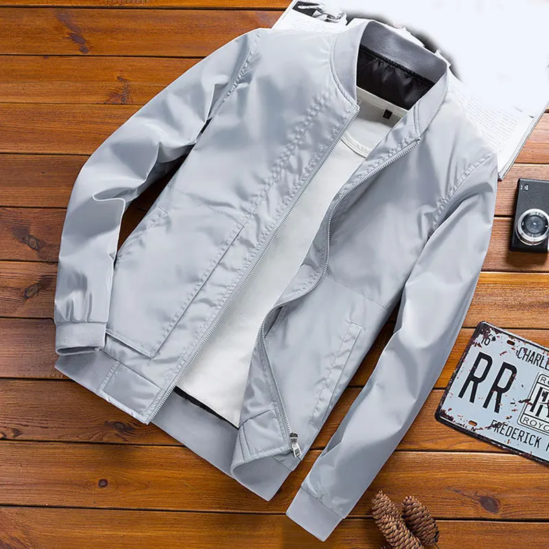 

Men Jacket Thin Coat Sports Jacket Baseball Jacket Outerwear Tops Men Bomber Slim Fit Zipper Casual Stand Collar Sportswear