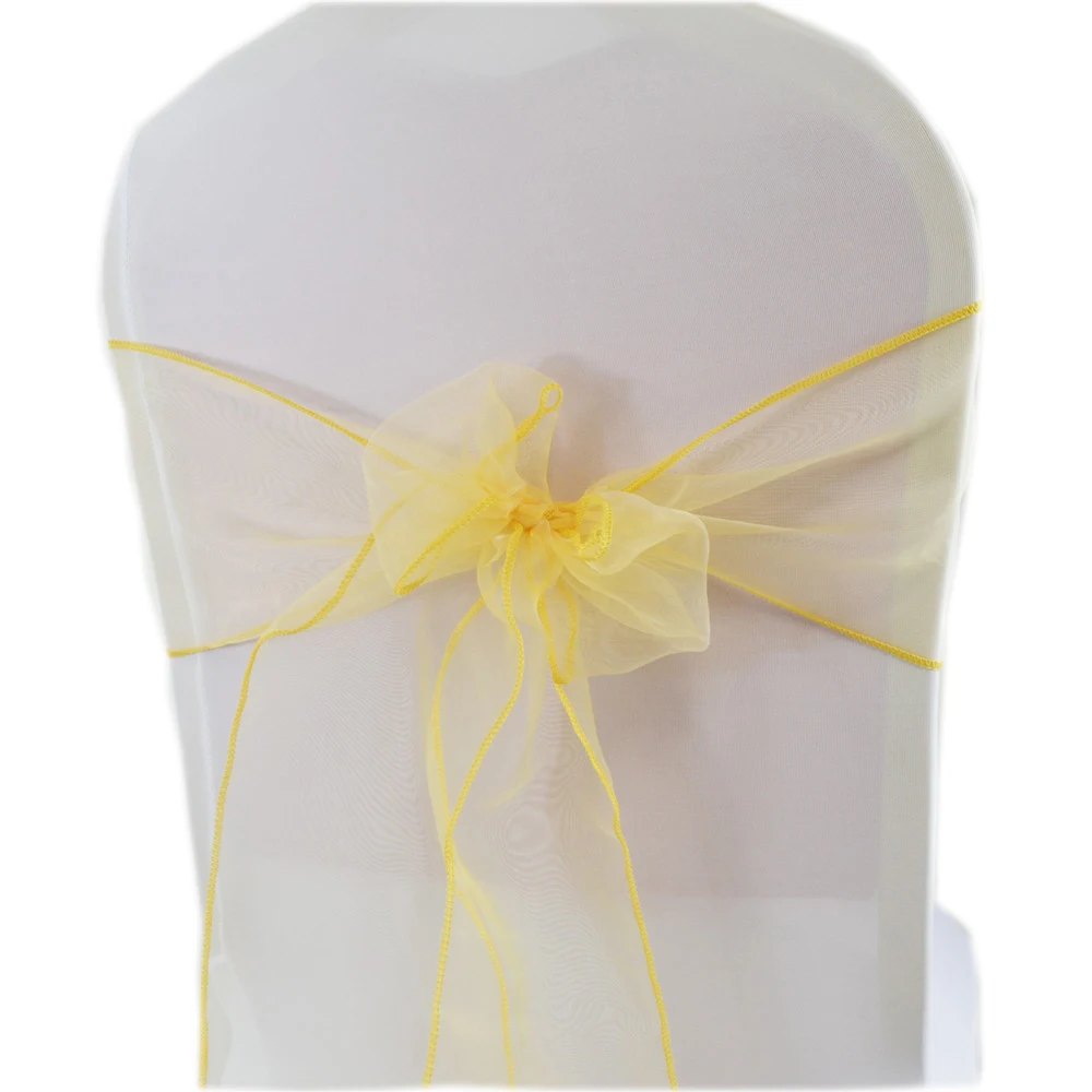 Silla de Organza con nudo para boda, decoraci&oacute;n chiavari, banda para silla, banquete, Fiesta en casa, Hotel, decoraci&oacute;n con lazo, 50 Uds.-1