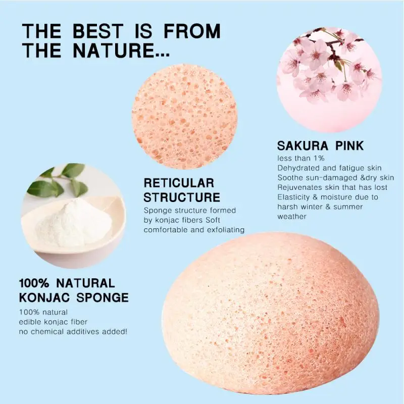 

6 PCS/SET Natural Konjac Facial Puff Face Cleanse Washing Sponge Exfoliator Cleansing Sponge Puff Cosmetic Makeup Accessories