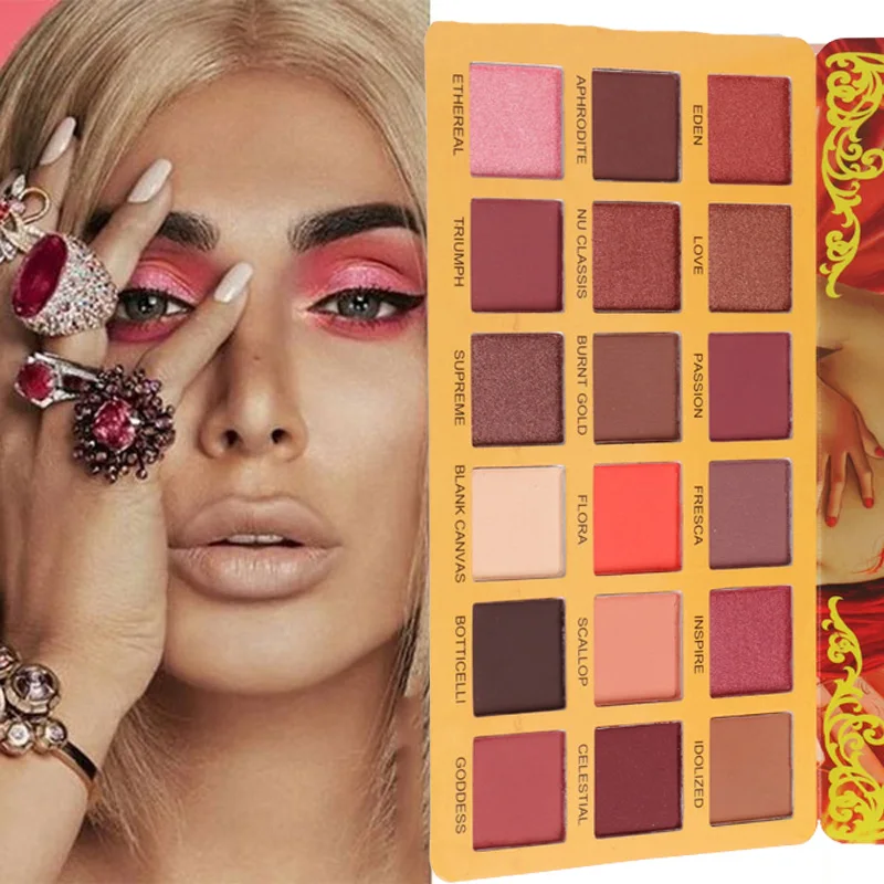 

18 color eyeshadow palette matte glitter makeup eyeshadow powder metal diamond glitter eye makeup Long-lasting cosmetics
