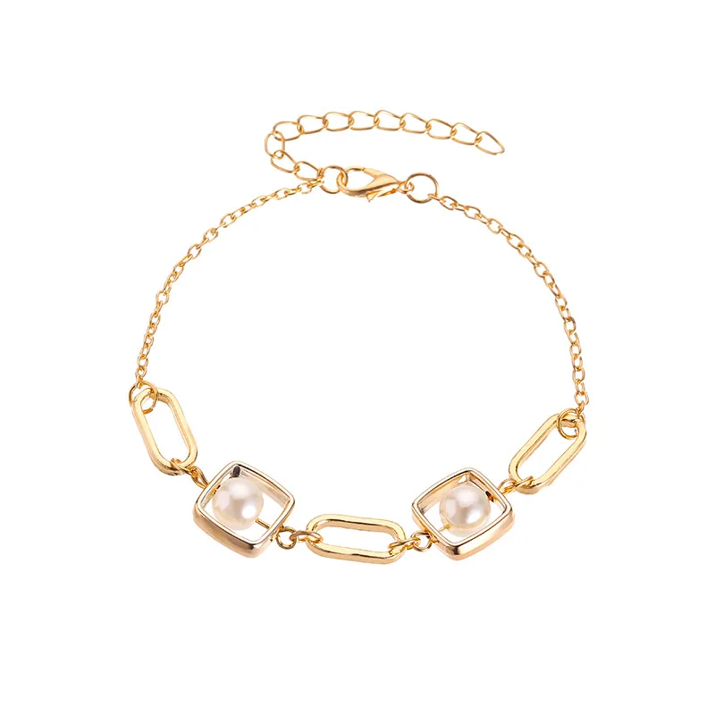 

New Simple High Street French Style Gold Plating Alloy Geometric Coin Charm Women Bracelet
