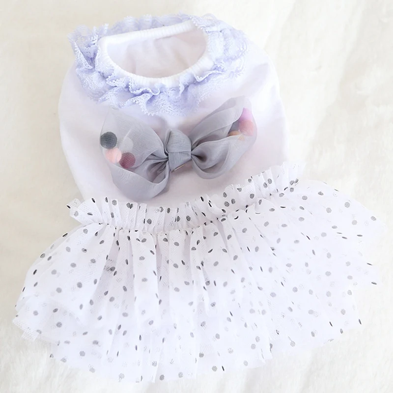 Милая одежда для домашних животных Сезон весна лето Хлопковое платье Белое