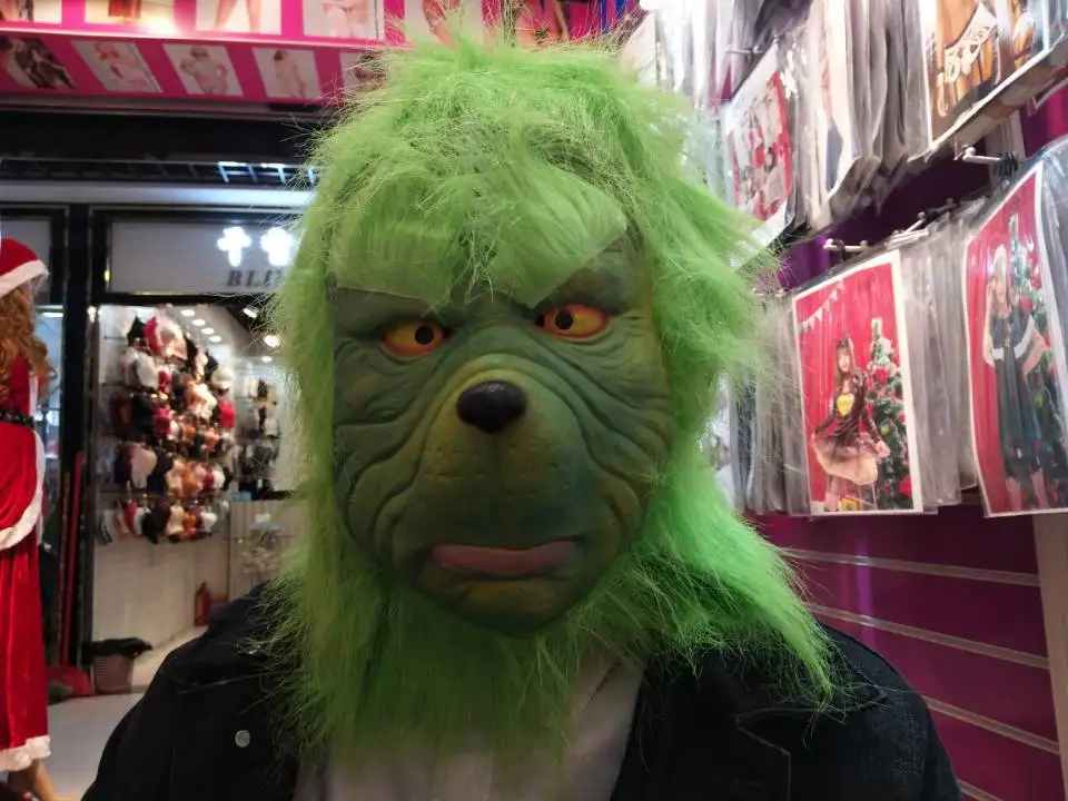 

Рождественский костюм, костюм на Хэллоуин, Рождественский костюм с зелеными волосами, костюм монстра для вечеринки, взрослый, поп-новый год